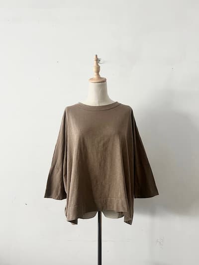 【美品】45R　BIG T-SHIRT　モカ　コットン　サイズ0 画像1