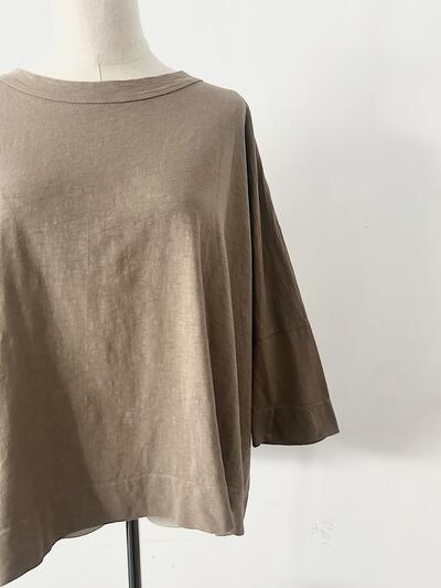 【美品】45R　BIG T-SHIRT　モカ　コットン　サイズ0 画像6