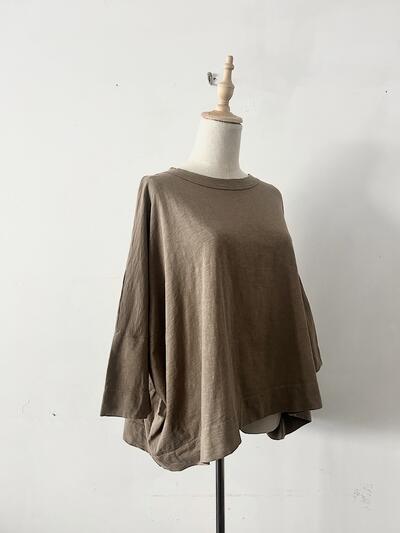 【美品】45R　BIG T-SHIRT　モカ　コットン　サイズ0 画像3