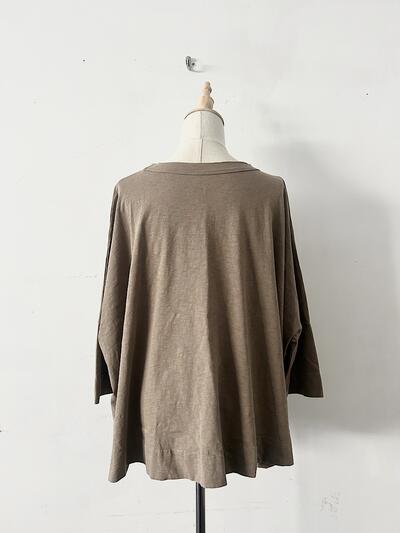 【美品】45R　BIG T-SHIRT　モカ　コットン　サイズ0 画像5