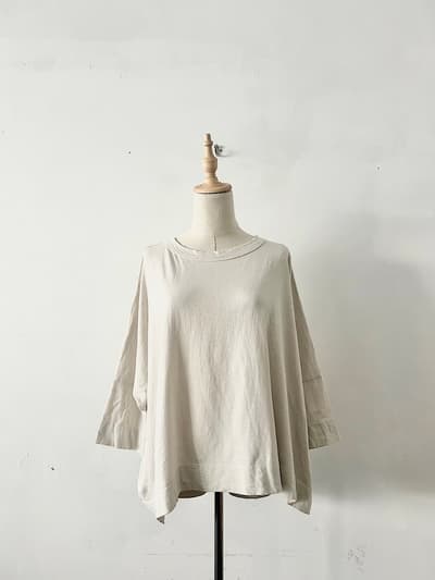 【美品】45R　BIG T-SHIRT　ホワイトベージュ　コットン　サイズ0 画像1