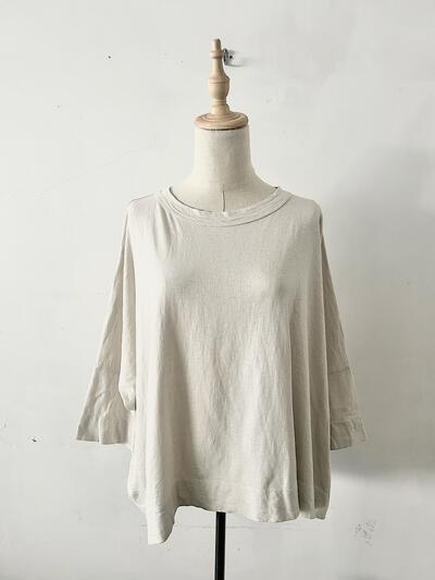 【美品】45R　BIG T-SHIRT　ホワイトベージュ　コットン　サイズ0 画像3
