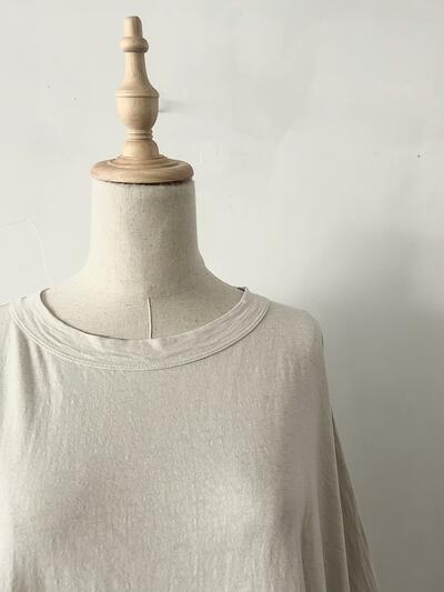 【美品】45R　BIG T-SHIRT　ホワイトベージュ　コットン　サイズ0 画像2