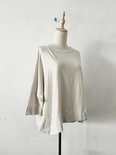 【美品】45R　BIG T-SHIRT　ホワイトベージュ　コットン　サイズ0 画像4