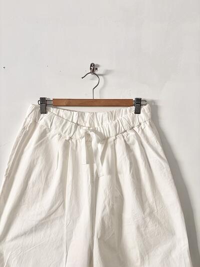 【美品】Gauze# ガーゼ コットン ワイドパンツ ホワイト 白 F（フリーサイズ） 画像5