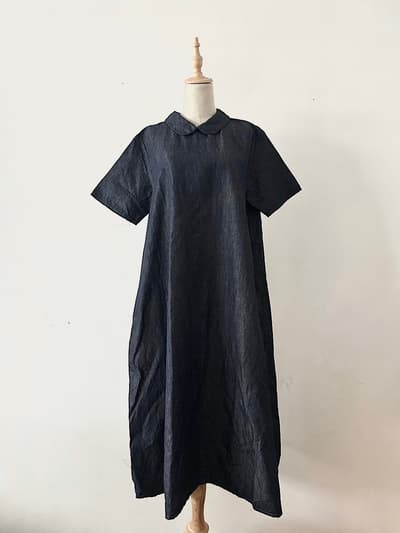 【美品】GAUZE# コットンリネン ラウンドカラーワンピース 画像1