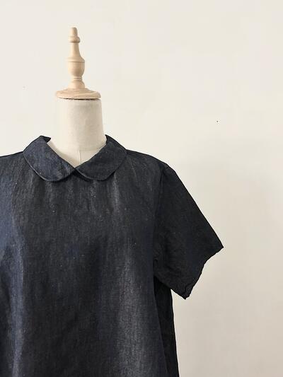 【美品】GAUZE# コットンリネン ラウンドカラーワンピース 画像2