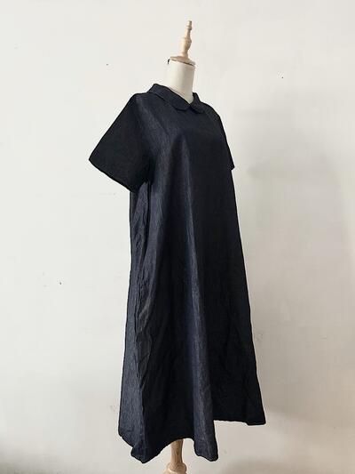 【美品】GAUZE# コットンリネン ラウンドカラーワンピース 画像3