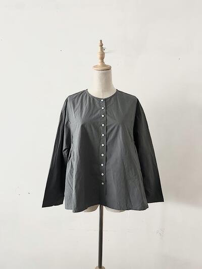 【美品】Gauze# コットンリネン ドットボタン ワイドブラウス 画像8