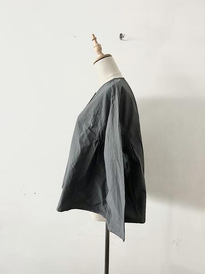 【美品】Gauze# コットンリネン ドットボタン ワイドブラウス 画像4