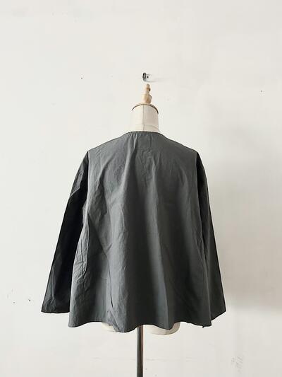 【美品】Gauze# コットンリネン ドットボタン ワイドブラウス 画像5