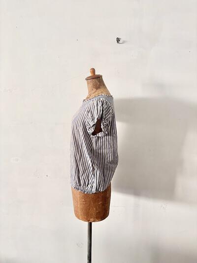 【美品】amherst アムハースト 綿麻 ストライプ パフスリーブ ブラウス　 画像5