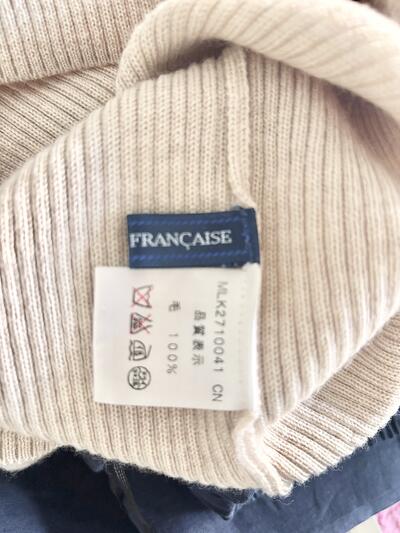 【美品】LA MARINE FRANCAISE ラマリンフランセーズ タートルネック リブニット 毛100% ベージュ　　 画像7