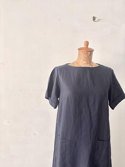 【美品】atelier naruse アトリエナルセ リネンワンピース　ネイビー　 画像2