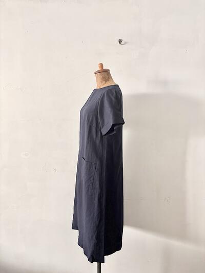【美品】atelier naruse アトリエナルセ リネンワンピース　ネイビー　 画像4
