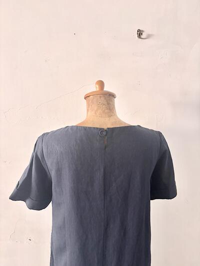 【美品】atelier naruse アトリエナルセ リネンワンピース　ネイビー　 画像6