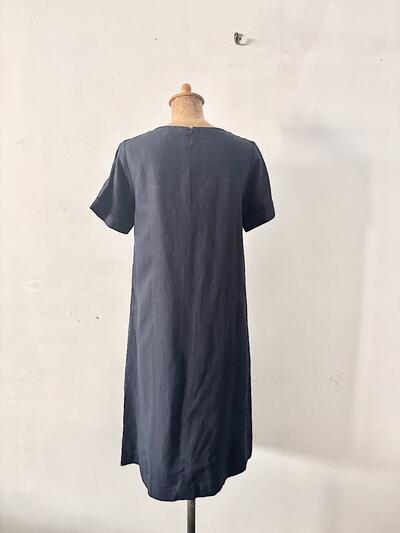 【美品】atelier naruse アトリエナルセ リネンワンピース　ネイビー　 画像5