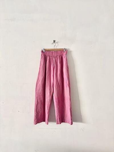 ヂェン先生の日常着 綿麻 テーパードパンツ ピンク フリーサイズ　 画像2