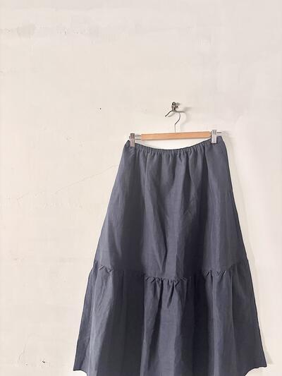 【未使用】LISETTE リゼッタ リネンコットン ティアードスカート 紺 日本製 タグ付　 画像3