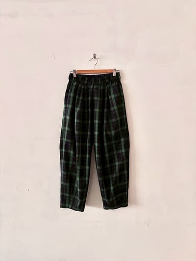 【美品】vent blanc　チェックイージーパンツ　グリーン 画像1