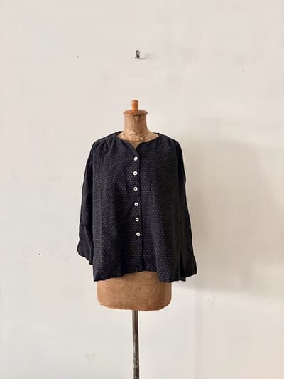 【美品】nest Robe コットンリネン ドットプリント ブラウス 画像1
