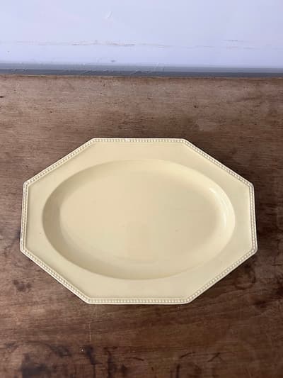 【フランスアンティーク】 アプト窯 黄釉 オクトゴナル プレート 32cm 画像1