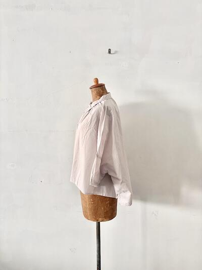 【美品】Gauze#（ガーゼ）コットンギャザーブラウス グレーホワイト 画像5