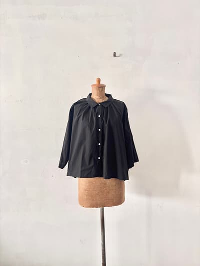 【美品】Gauze#（ガーゼ）コットンギャザーブラウス ブラック　 画像1