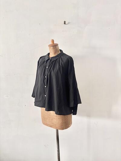 【美品】Gauze#（ガーゼ）コットンギャザーブラウス ブラック　 画像3