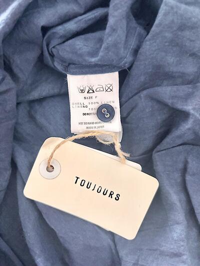 【未使用】TOUJOURS トゥジュー リネン ヘンリーネックワンピース ネイビー　　 画像10