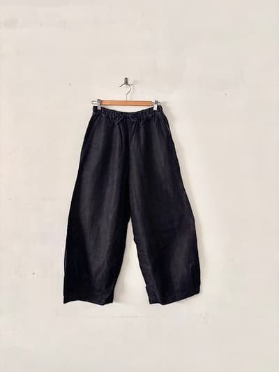 【美品】yuni（ユニ）コットンリネン インディゴ ワイドパンツ フリーサイズ 日本製　 画像1