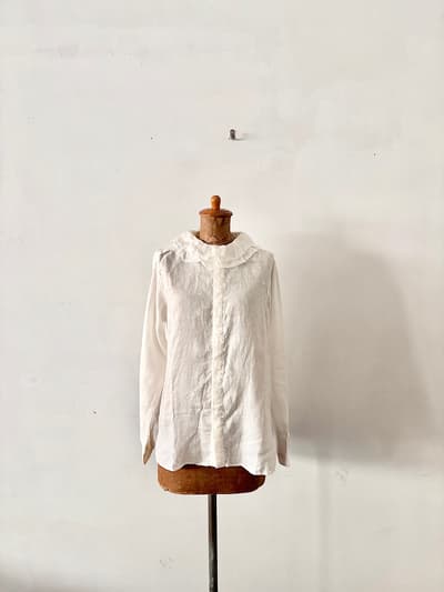 【定価2.2万】nest Robe ネストローブ リネン フリルカラー ブラウス F 未使用 画像1