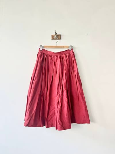YAECA　 TUCK SKIRT　RED　コットン　サイズS  画像1