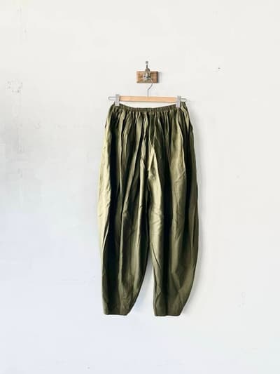 【美品】pokipcee　インド製コットンイージーパンツ　オリーブ  画像1