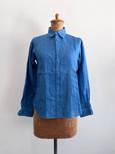 【藍染】リネンシャツ　Cats no die ! botanical dye .対象商品 画像1