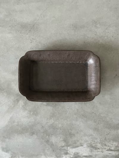 【美品】Awabi ware　角切長方皿　黒マット1 画像1