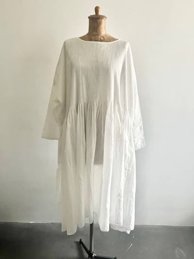 【未使用】maison de soil　80’S Organic Voile plain mini pintuck Pulloverdress　ホワイト 画像1