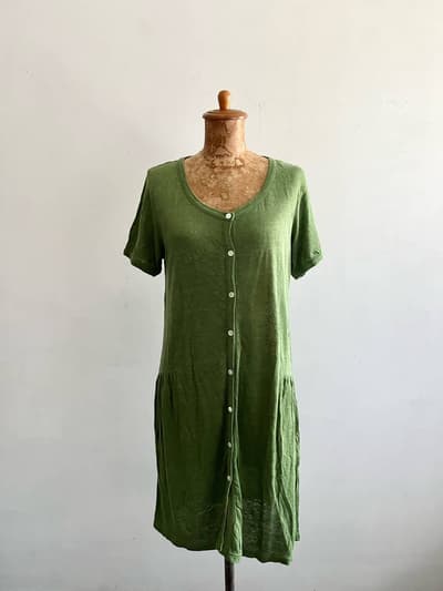 【美品】d.comfort　リネンロングカーディガン　サイズF ライトグリーン 画像1