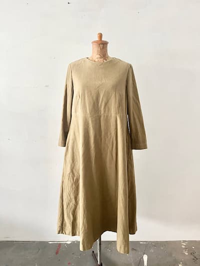 YAECA 　A LINE DRESS　半袖ワンピース　ベージュ　サイズS   画像1
