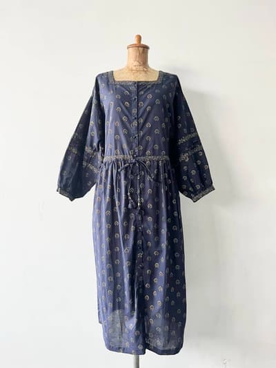 【美品】ANOKHI　ハンドプリントオーガニックコットンワンピース　サイズSM  画像1