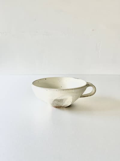 【美品】花岡隆　粉引面取スープカップ 画像1