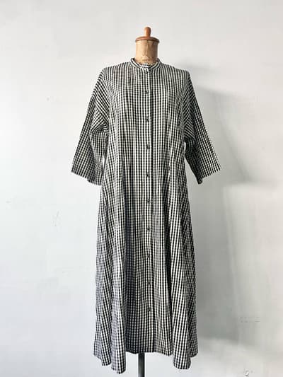 【美品】yuni　ギンガムボックスタックＡラインワンピース　フリーサイズ 画像1