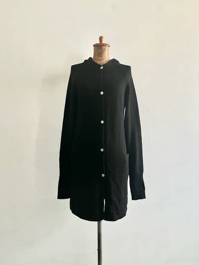 homspun　ロングウールカーディガン　ブラック　フリーサイズ 画像1