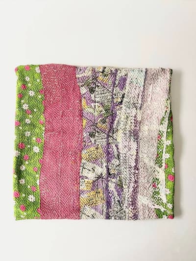 【美品】en fil d'Indienne 　 クッションカバー　45x45　カンタ刺繍 画像1
