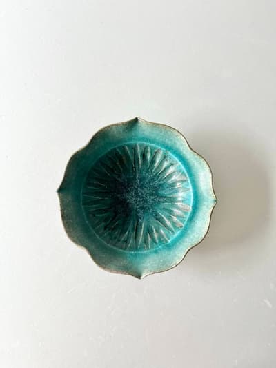 【美品】藤原純　深鉢 　７寸　青 画像1
