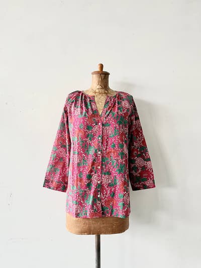 ANOKHI　花柄ブラウス　ピンク　サイズS 画像1