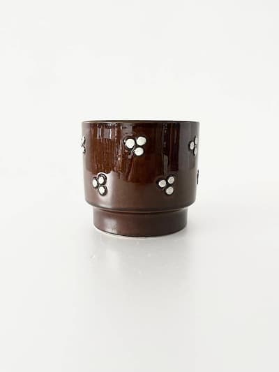 【Vintage】Rorstrand　 Sylvia Leuchoviusデザイン　フラワーポット　ブラウン　15cm 画像1
