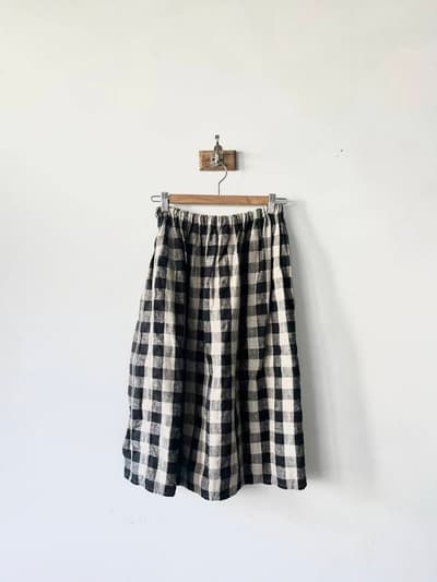 fog linen work　リトアニアリネン　ブロックチェックスカート 画像1