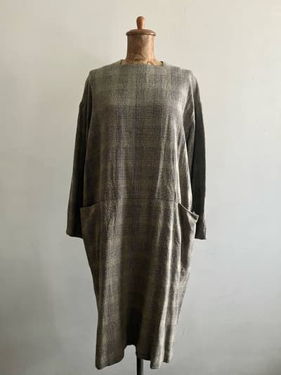 【美品】NATIVE VILLAGE　 グレンチェックワンピース　シルクウール 画像1