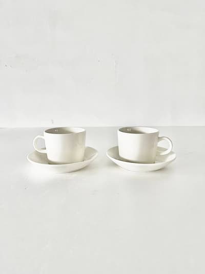 【美品】iittala　Teema　カップ＆ソーサー　white　2脚セット　廃盤 画像1